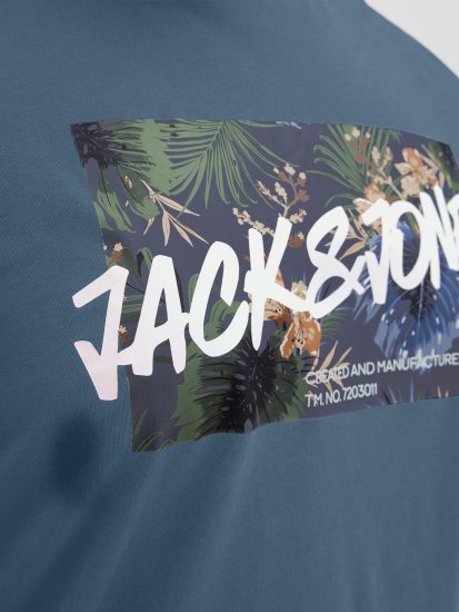 Jack & Jones Hawaii Shape Crew Neck T-Shirt Blue - Tričká - Nadrozmerné tričká - 2XL-14XL