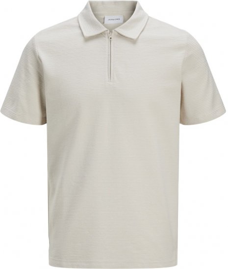 Jack & Jones Benja Short Sleeve Zip Polo Grey - Polokošele - Polokošele 2XL-8XL