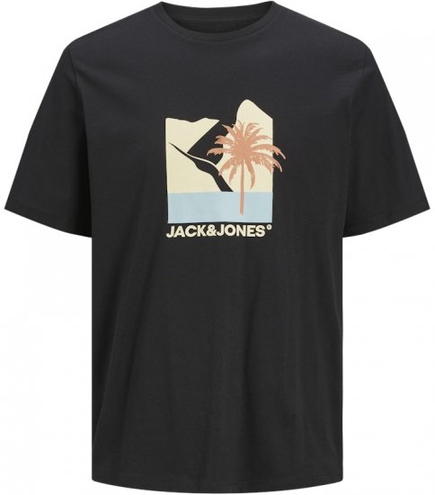 Jack & Jones Barbados Graphic Crew Neck T-Shirt Black - Tričká - Nadrozmerné tričká - 2XL-14XL