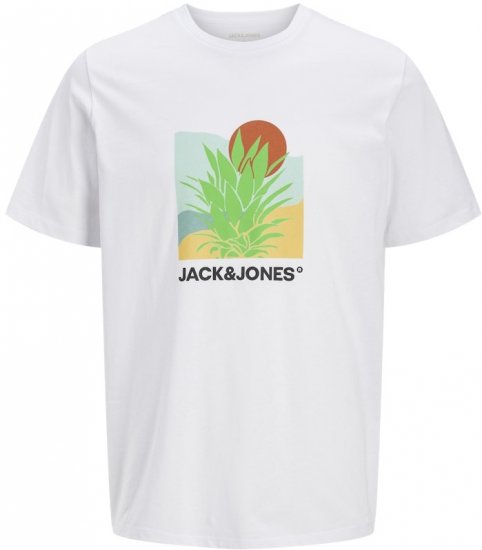 Jack & Jones Barbados Graphic Crew Neck T-Shirt White - Tričká - Nadrozmerné tričká - 2XL-14XL