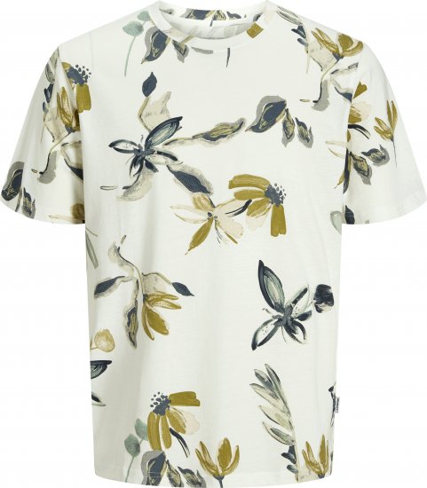Jack & Jones Varenna AOP Crew Neck T-Shirt White - Tričká - Nadrozmerné tričká - 2XL-14XL