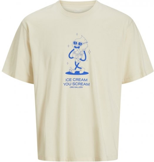 Jack & Jones Unexpect Crew Neck T-Shirt Antique White - Tričká - Nadrozmerné tričká - 2XL-14XL