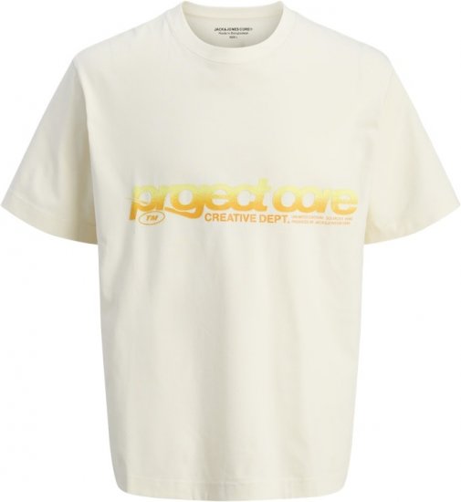 Jack & Jones Project Core Loose Fit Summer T-Shirt Off White - Tričká - Nadrozmerné tričká - 2XL-14XL