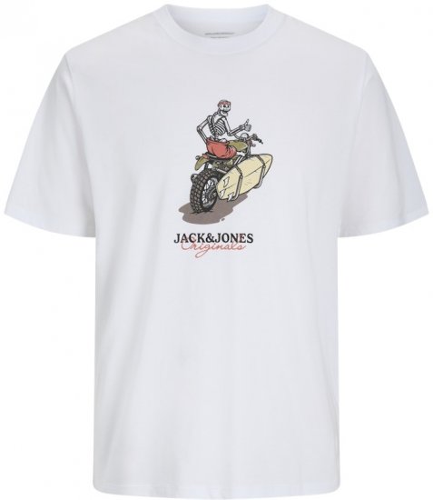 Jack & Jones Skull Coast Crew Neck T-Shirt Bright White - Tričká - Nadrozmerné tričká - 2XL-14XL