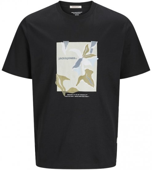 Jack & Jones Almeria Front Print Crew Neck T-Shirt Black - Tričká - Nadrozmerné tričká - 2XL-14XL