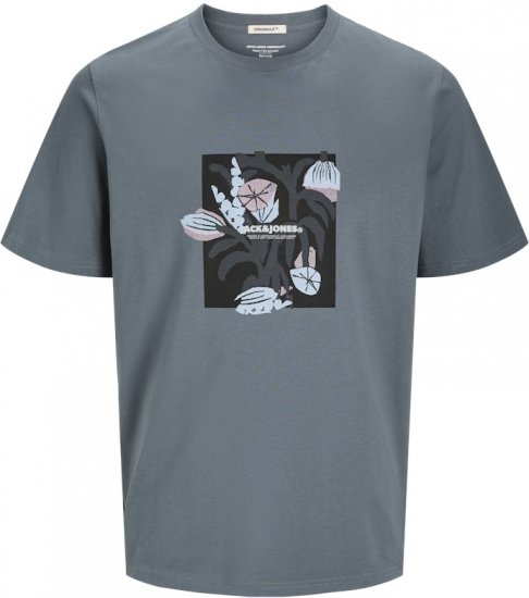 Jack & Jones Almeria Front Print Crew Neck T-Shirt Grey - Tričká - Nadrozmerné tričká - 2XL-14XL