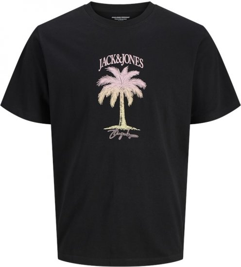 Jack & Jones Almeria Crew Neck T-Shirt Black - Tričká - Nadrozmerné tričká - 2XL-14XL