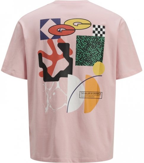 Jack & Jones Fold Crew Neck T-Shirt Tickled Pink - Tričká - Nadrozmerné tričká - 2XL-14XL