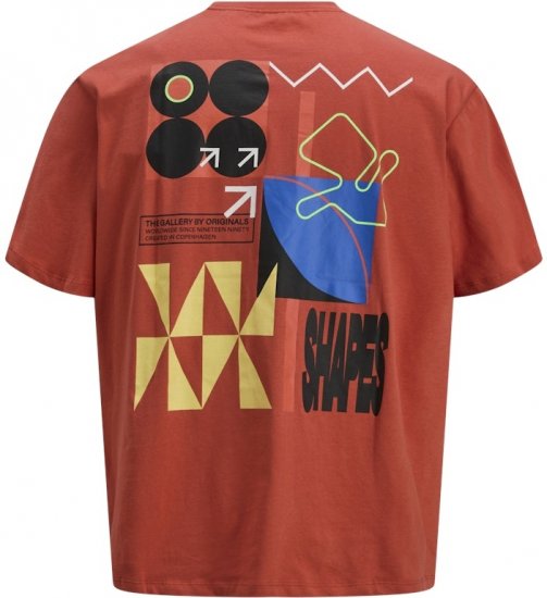 Jack & Jones Fold Crew Neck T-Shirt Red - Tričká - Nadrozmerné tričká - 2XL-14XL