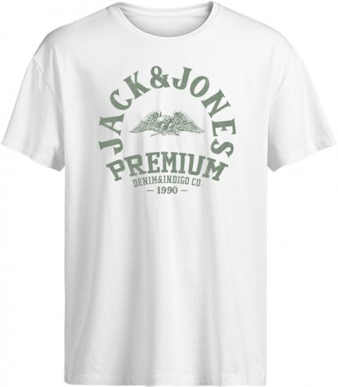 Jack & Jones Blurobar Crew Neck T-Shirt White - Tričká - Nadrozmerné tričká - 2XL-14XL