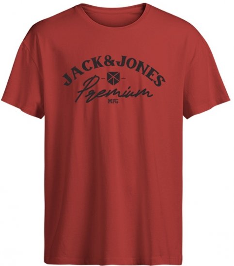 Jack & Jones Blurobar Crew Neck T-Shirt Red - Tričká - Nadrozmerné tričká - 2XL-14XL