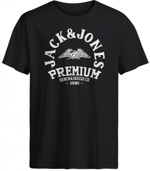 Jack & Jones Blurobar Crew Neck T-Shirt Black Beauty - Tričká - Nadrozmerné tričká - 2XL-14XL