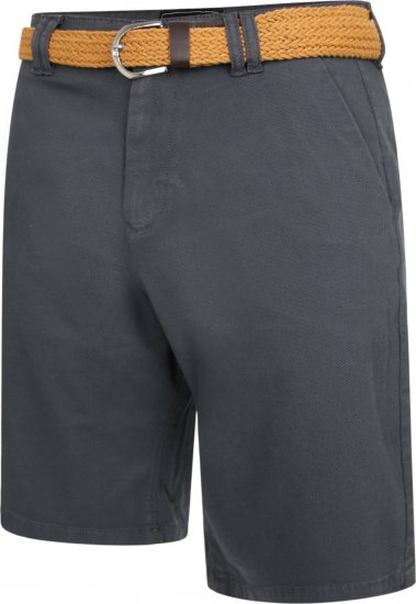 Kam Jeans 3402 Belted Dobby Weave Stretch Chino Shorts Charcoal - Šortky - Šortky W40-W60
