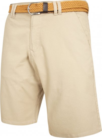 Kam Jeans 3402 Belted Dobby Weave Stretch Chino Shorts Beige - Šortky - Šortky W40-W60