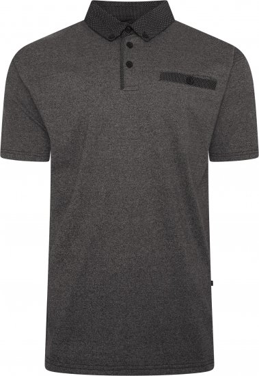 Kam Jeans 5501 Marl Polo with Contrast Dobby Woven Collar Black - Polokošele - Polokošele 2XL-8XL