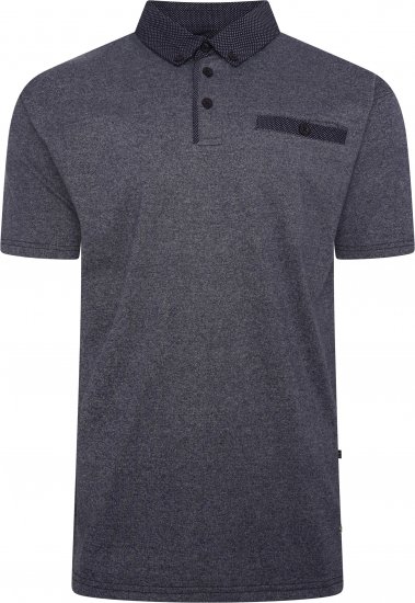 Kam Jeans 5501 Marl Polo with Contrast Dobby Woven Collar Indigo - Polokošele - Polokošele 2XL-8XL
