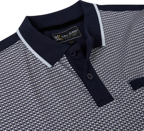 Kam Jeans 5518 Smart Mini Geo-Print Polo Navy - Polokošele - Polokošele 2XL-8XL