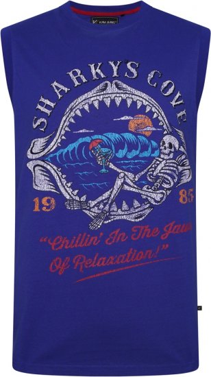 Kam Jeans 5762 Sharkeys Cove Vest Sleeveless T-Shirt Sea Surf Blue - Tričká - Nadrozmerné tričká - 2XL-14XL