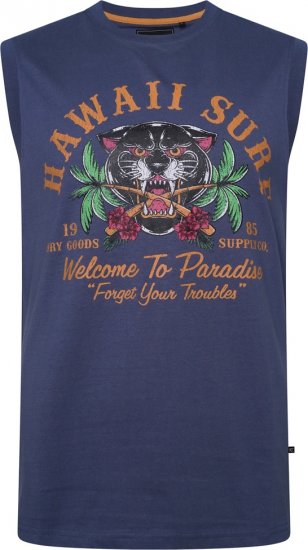 Kam Jeans 5763 Hawaii Surf Vest Vintage Indigo - Tričká - Nadrozmerné tričká - 2XL-14XL