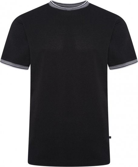 Kam Jeans 5779 Textured Body With Contrast Neck And Cuffs T-Shirt Black - Tričká - Nadrozmerné tričká - 2XL-14XL