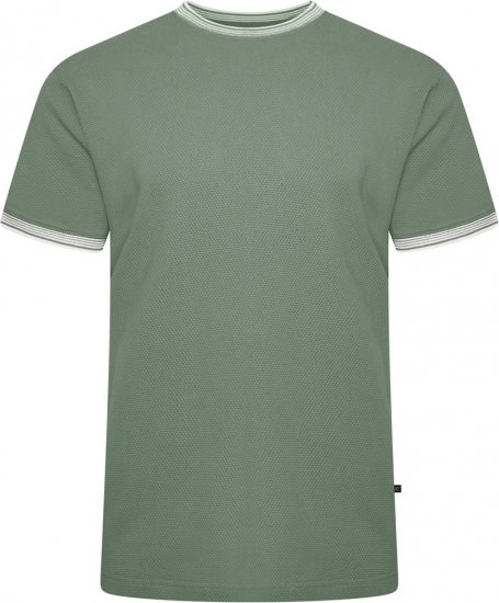 Kam Jeans 5779 Textured Body With Contrast Neck And Cuffs T-Shirt Elm Green - Tričká - Nadrozmerné tričká - 2XL-14XL