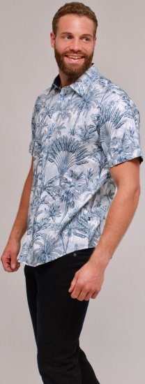 Kam Jeans 6063 Summer Print Short Sleeve Shirt Blue - Košele - Košele 2XL-10XL