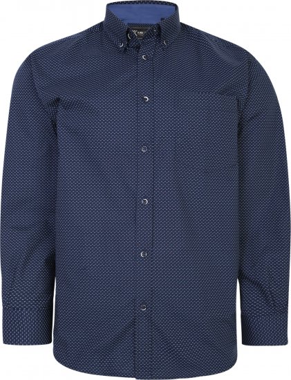 Kam Jeans P018 Premium Dobby Print Long Sleeve Shirt Navy - Košele - Košele 2XL-10XL