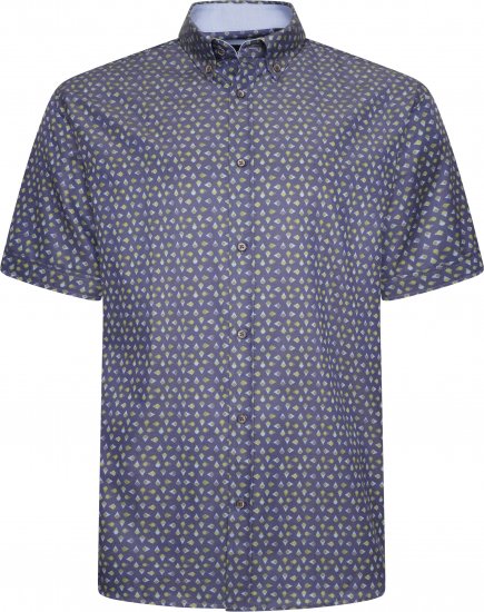 Kam Jeans P033 Premium Floral Print Short Sleeve Shirt Navy - Košele - Košele 2XL-10XL