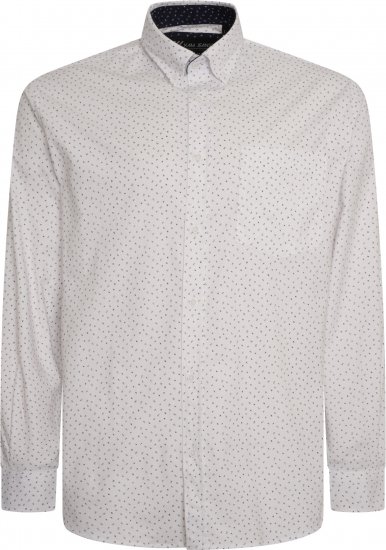 Kam Jeans P037 Dobby Print Stretch Long Sleeve Shirt White - Košele - Košele 2XL-10XL
