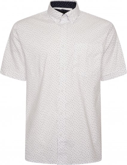 Kam Jeans P037 Dobby Print Stretch Short Sleeve Shirt White - Košele - Košele 2XL-10XL