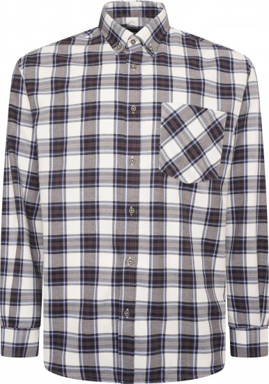 Kam Jeans P039 Premium Cotton Check Long Sleeve Shirt Navy - Košele - Košele 2XL-10XL