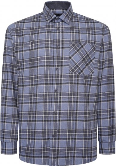 Kam Jeans P041 Premium Flannel Check Long Sleeve Shirt Denim - Košele - Košele 2XL-10XL