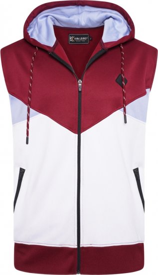 Kam Jeans TS006 Retro Pannelled Tracky Set (Shorts/Sleeveless Hoodie) Red - Teplákové súpravy - Teplákové súpravy Pánske Nadmerné veľkosti