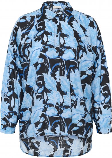 Kaffe Curve Sasja Košeľa s dlhým rukávom Blue Snake Flower - Blúzky & tuniky - 
