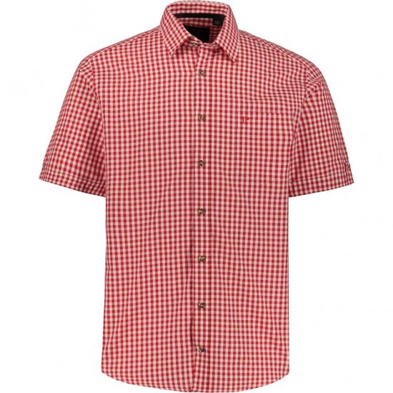 JP1880 Shirt Traditional Checked Short Sleeve Red - Košele - Košele 2XL-10XL