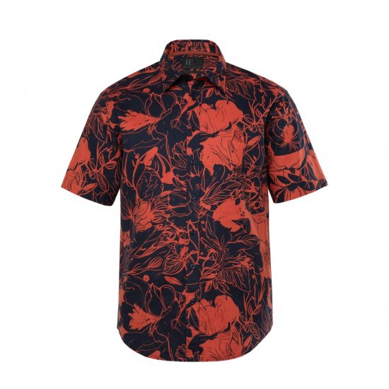 JP1880 Shirt Short Sleeve Linen Blend Red - Košele - Košele 2XL-10XL