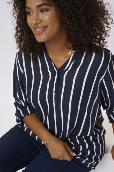 Kaffe Curve Sida Blúzka Midnight/Kriedová Pruhovaná - Blúzky & tuniky - 