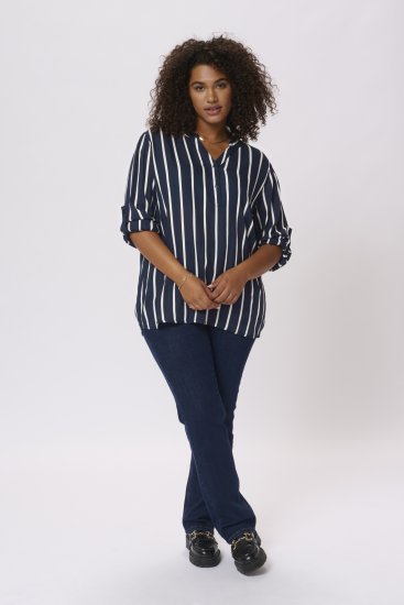 Kaffe Curve Sida Blúzka Midnight/Kriedová Pruhovaná - Blúzky & tuniky - 