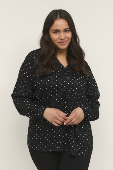 Kaffe Curve Joy Blúzka Čierna/Biela Bodkovaná - Blúzky & tuniky - 