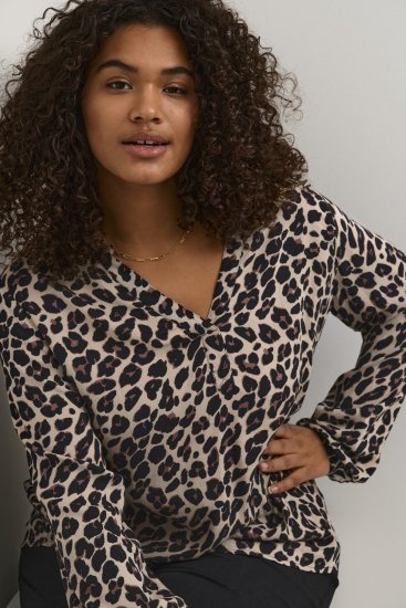 Kaffe Curve Mirta Tilly Blúzka Leopardí Vzor - Blúzky & tuniky - 