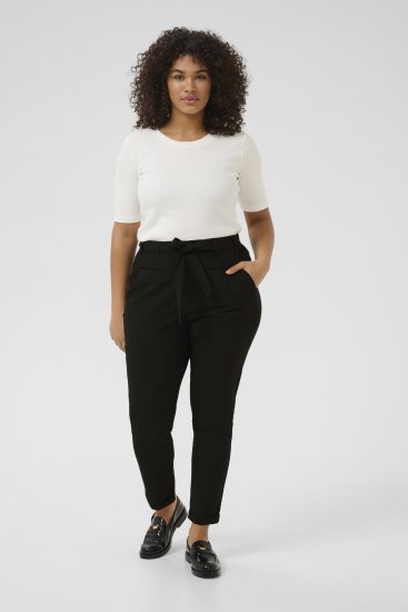 Kaffe Curve Jia Nohavice s opaskom Sýto čierna - Džíny & Nohavice vo Veľkých Veľkostiach – Plus Size - 