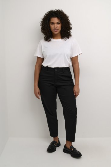 Kaffe Curve Leana Chino Nohavice 7/8 Sýta Čierna - Džíny & Nohavice vo Veľkých Veľkostiach – Plus Size - 