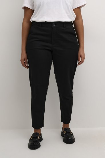 Kaffe Curve Leana Chino Nohavice 7/8 Sýta Čierna - Džíny & Nohavice vo Veľkých Veľkostiach – Plus Size - 