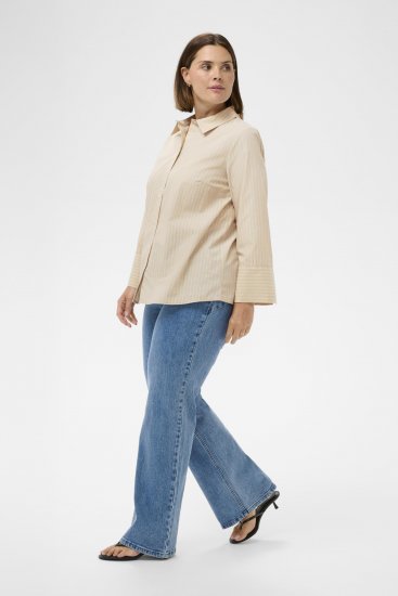 Kaffe Curve Josa Shirt Feather Grey Stripe - Košele - 