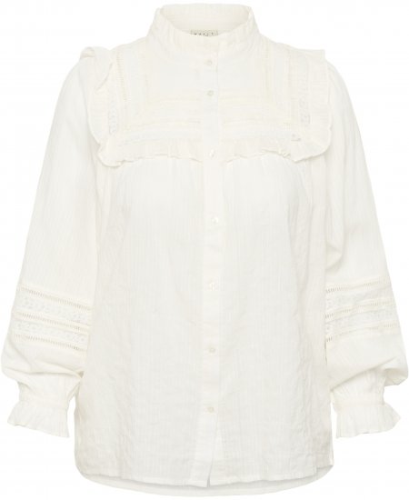 Kaffe Curve Jessa Shirt Long Sleeve White - Košele - 