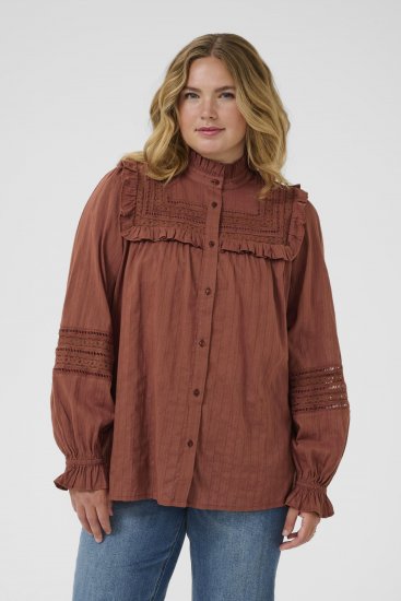 Kaffe Curve Jessa Shirt Henna Brown - Blúzky & tuniky - 