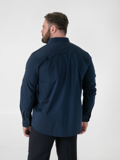 D555 Oliver Odolná Voči Škvrnám Nežehlivá Strečová Košeľa S Dlhým Rukávom Tmavomodrá - Košele - Košele 2XL-10XL