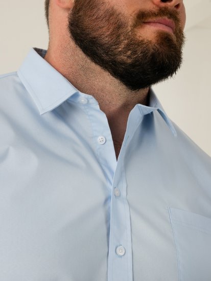 D555 Oliver Odolná Voči Škvrnám Nežehlivá Strečová Košeľa S Dlhým Rukávom Nebeská Modrá - Košele - Košele 2XL-10XL