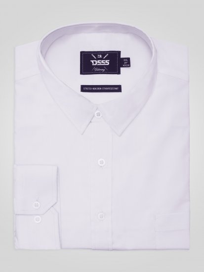 D555 Oliver Odolná Voči Škvrnám Nežehlivá Strečová Košeľa S Dlhým Rukávom Biela - Košele - Košele 2XL-10XL