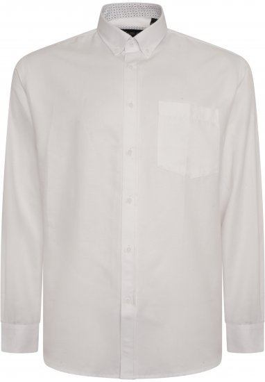 Kam Jeans P020 Premium Long sleeve Oxford Shirt White - Košele - Košele 2XL-10XL